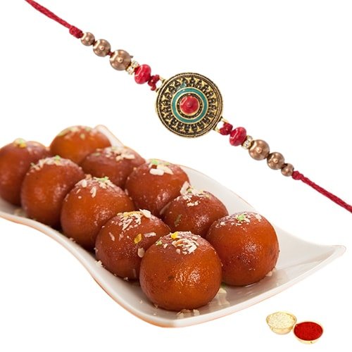 rakhi with gulab jamun box half kg